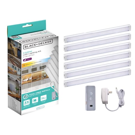 Black & Decker LED Under Cabinet Lighting Kit, Motion Senser, Dimmable, 3 Color Settings, 6 9 in. Bars LEDUC9-6CCT